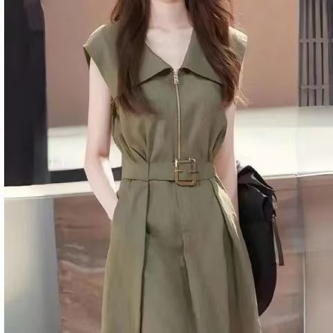Đầm cao cấp thon gọn thanh lịch cổ navy ôm eo đa năng mới siêu đẹp thời trang giảm tuổi A-line