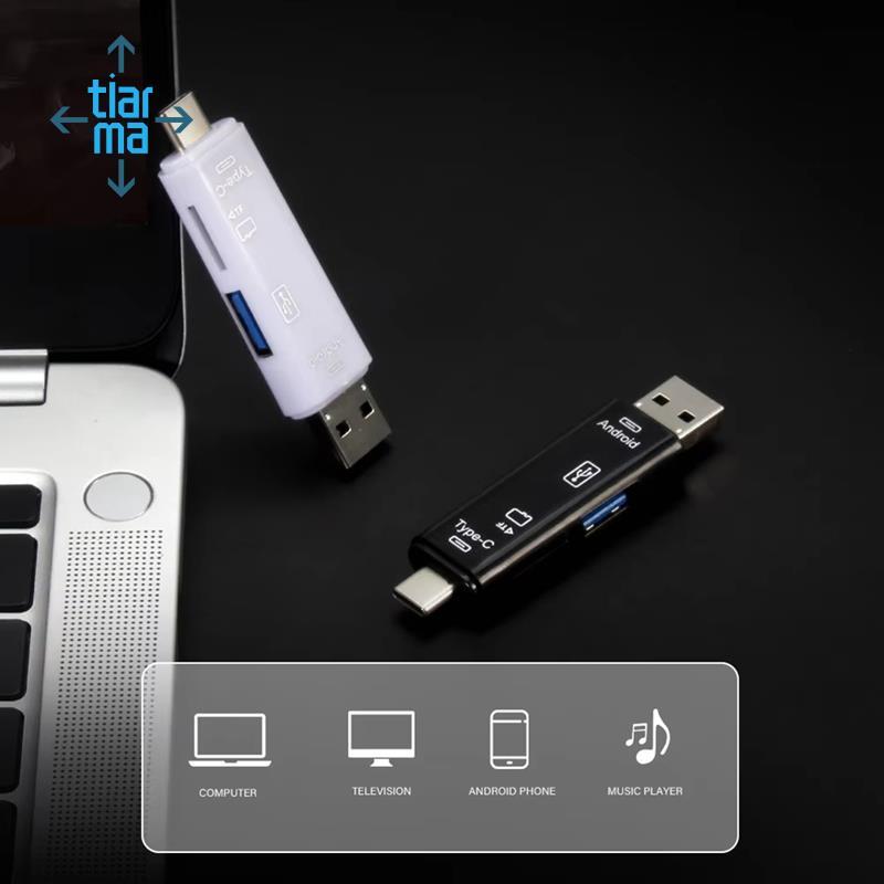 Đa Năng Cho Android Cho Máy Tính USB 3.0 Loại C USB Micro USB SD TF Đầu Đọc Thẻ Nhớ Dock OTG Loại C Adapter Trắng