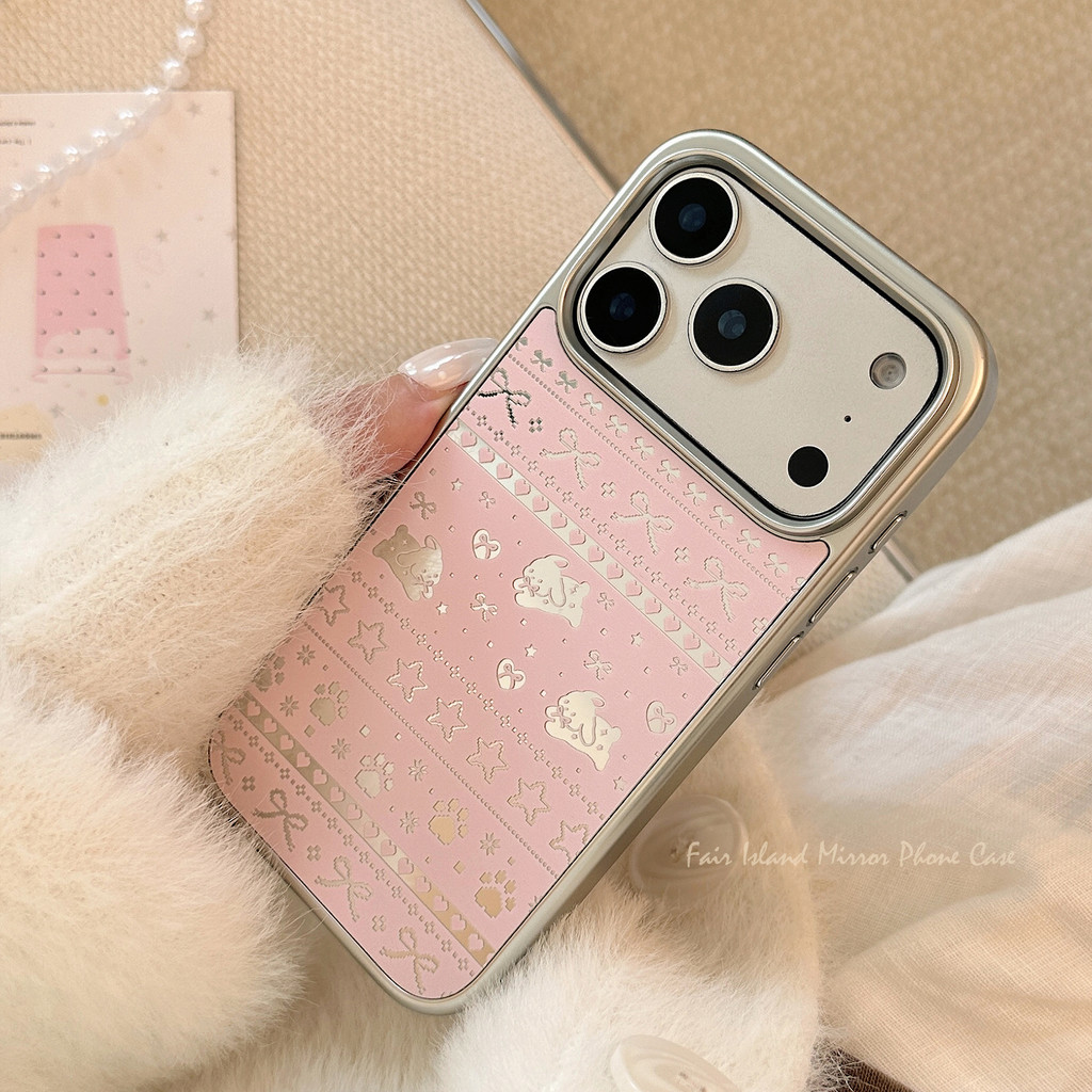Ốp điện thoại hình chú chó con màu hồng cho IPhone 17 Pro Max 17Air 16 15 14 13 Vỏ bảo vệ chống sốc