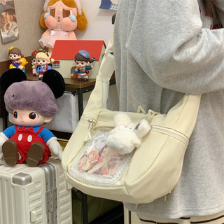 Túi đeo vai có dây kéo trong suốt anime màu trơn đơn giản dành cho nữ