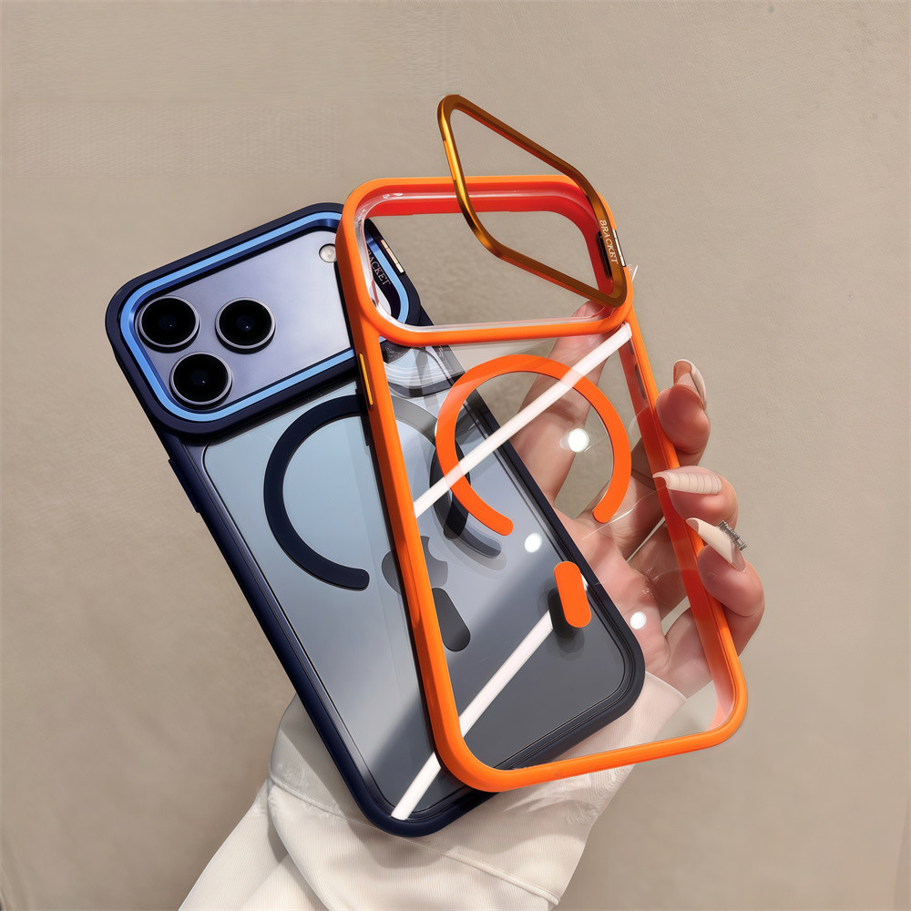Giá đỡ ống kính màu Vỏ điện thoại từ tính cho IPhone 17 Pro Max 12 13 14 15 16 pro max Chất lượng cao Vỏ từ tính trong suốt Vỏ chống sốc