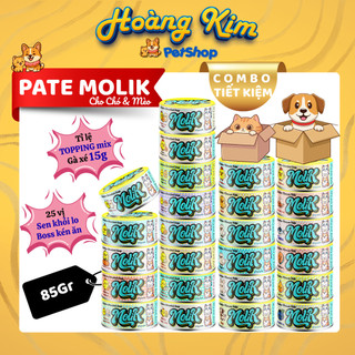 Pate Molik 85g Combo Tiết Kiệm - Pate Mousse Mịn & Soup Cấp Nước Mix 25 Vị Dinh Dưỡng Cho Chó Mèo