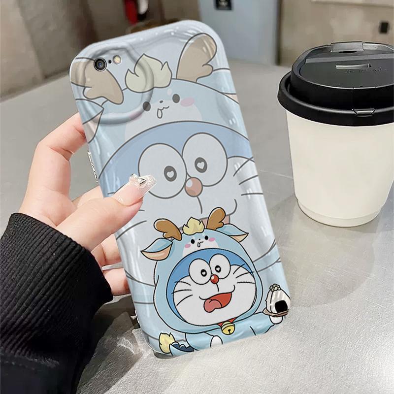Ốp Silicon Hoạt Hình Cho iPhone 6 6S 6 Plus 6S Plus 7 8 Plus SE 2020 Vỏ Điện Thoại Mềm 3D Cặp Đôi Doremon Chống Sốc Mặt Sau