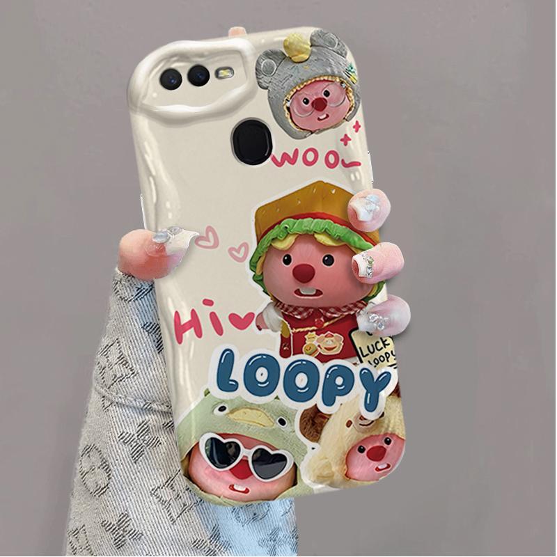 Ốp Silicon Hoạt Hình Cho OPPO A5S A7 A12 F9 F9 Pro Phụ Kiện 3D Vỏ Điện Thoại Mềm Loopy Chống Sốc Ốp Lưng