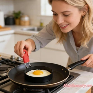 Thép không gỉ Chiên Trứng Nhẫn Trái Tim / Hình Tròn Bánh Chảo Khuôn Chống Dính Trứng Shaper Nhẫn Cho Omelets Burger