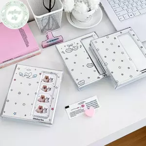 PUSKY Hoạt Hình 4 Lưới Thần Tượng Thẻ Ảnh Gian Hàng Album Cho 40 Chiếc 2x6 Inch Dải Ảnh Đánh Dấu Trang 20 Chiếc 4x6 4R Giá Đỡ Ảnh VN