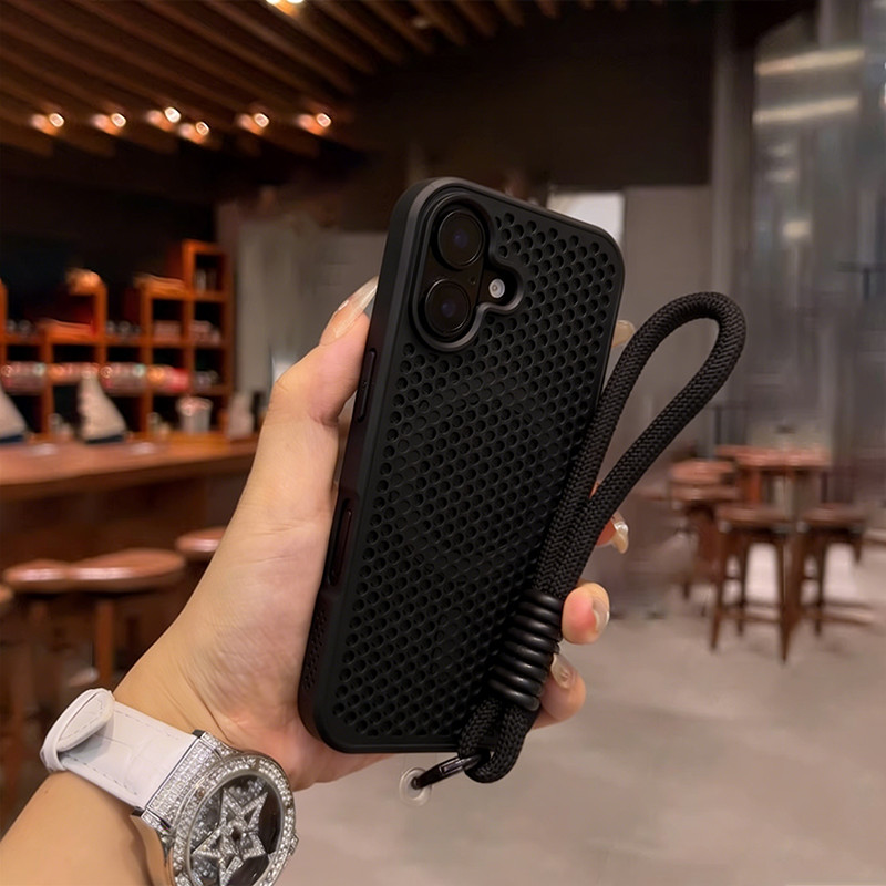 Ốp Lưng Từ Tính Tản Nhiệt Thoáng Khí Có Dây đeo ốp Silicon Mềm Cho IPhone 17 Air 16 15 14 13 12 Pro Max 11