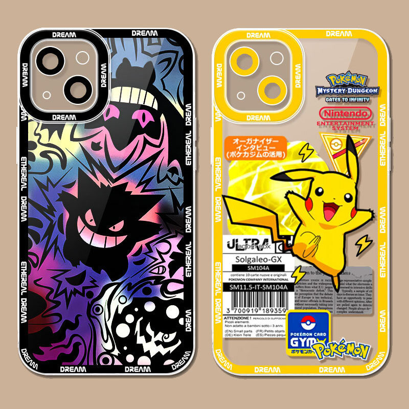 Ốp Điện Thoại Pokemon Gengar Pikachu Cho Samsung Galaxy S26 Plus Ultra A57 A17 5G S23 S24 S25 Ultra FE Vỏ Hoạt Hình Anime Chống Sốc TPU Thời Trang Chất Lượng Cao Trong Suốt