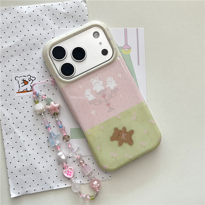 IPhone 17 Pro max 16 Pro max Chắp vá Họa tiết gấu bãi cỏ TPU materia IMD quá trình in hai lớp Vỏ điện thoại