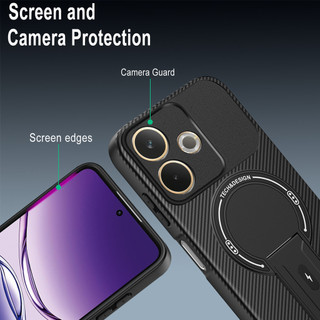 Dành Cho OPPO A5 Pro 5G Ốp điện thoại Carbon Tecture Lưng Cứng Cạnh Mềm Có Thể Gập Lại Đế Chống Sốc Chống Rơi Mỏng Bao