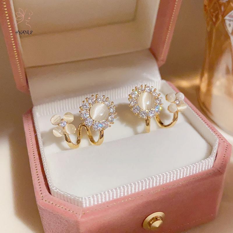 Bông Tai Mắt Mèo Đá Zircon Hoa Cho Nữ - Thời Trang Dự Tiệc