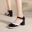 VNMZG34-39 Size Lớn Ren Nông Miệng Khóa Dây Đeo Baotou Giày Đơn Màu Sắc Phù Hợp Với Ngón Chân Tròn Mary Jane Giày Đi Lại Hàng Ngày Phù Hợp Với Tất Cả Trận Đấu