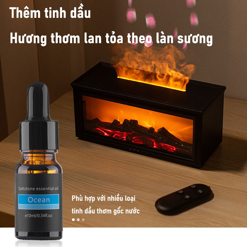 Máy Xông Tinh Dầu Phòng Ngủ Kiểu Lò Sưởi - Hiệu Ứng Ngọn Lửa 3D Siêu Đẹp, Đèn Ngủ LED 7 Màu Sang Trọng, Tinh Tế