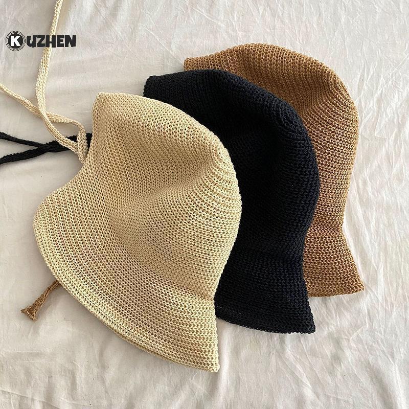 Mũ chống nắng vải lanh cho nữ, thiết kế cloche viền rộng, trendy mùa hè