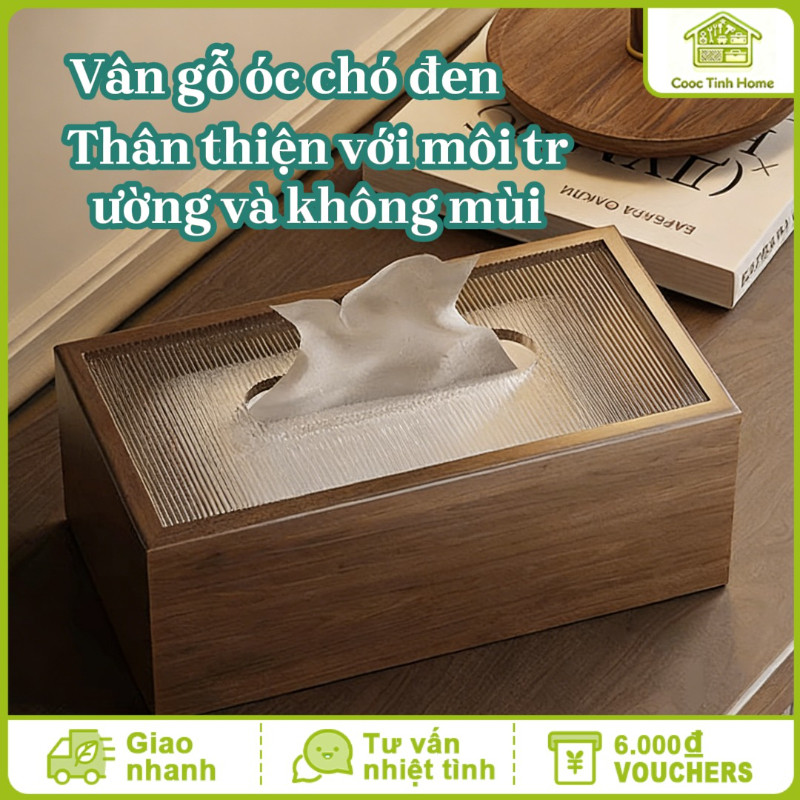 Hộp Đựng Khăn Giấy Bằng Gỗ Óc Chó Cao Cấp - Thiết Kế Cổ Điển Sang Trọng, Trang Trí Tinh Tế Cho Mọi Không Gian Sống