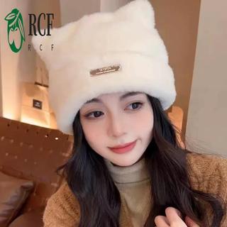 Mũ dệt kim tai mèo - Phong cách lông chồn chống nắng thông gió cho ngoài trời