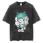 Áo thun 100% cotton, giặt kiểu Mỹ - phong cách retro - in họa tiết Jujutsu Kaisen - thời trang và hợp xu hướng.