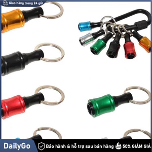 Dụng cụ đựng 5 mũi vít khoan inox kèm móc khóa Bộ Đầu Giữ Vít, Đầu Giữ Vít, Thép Không Gỉ, Bộ 05 Đầu + 1 Móc, Đa Năng