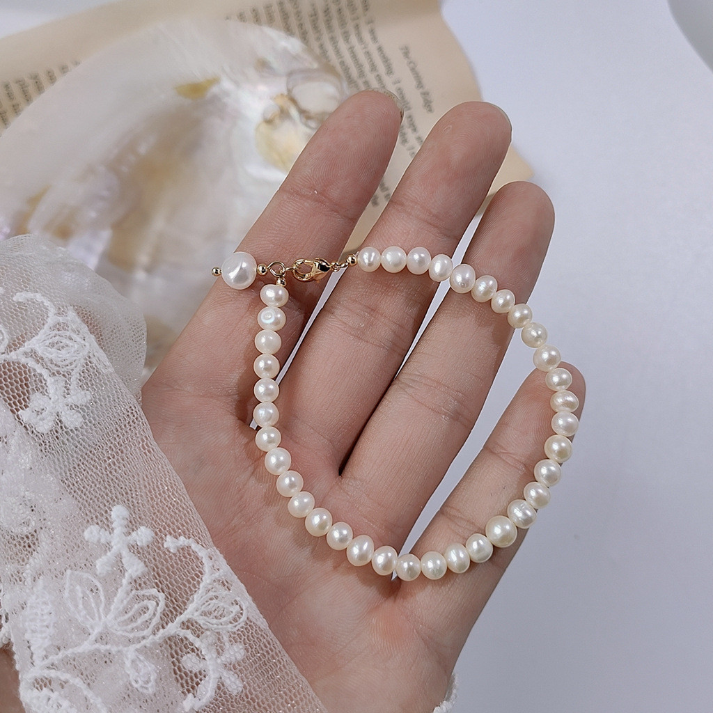 Vòng tay ngọc trai ngọt tự nhiên phong cách rừng cổ điển