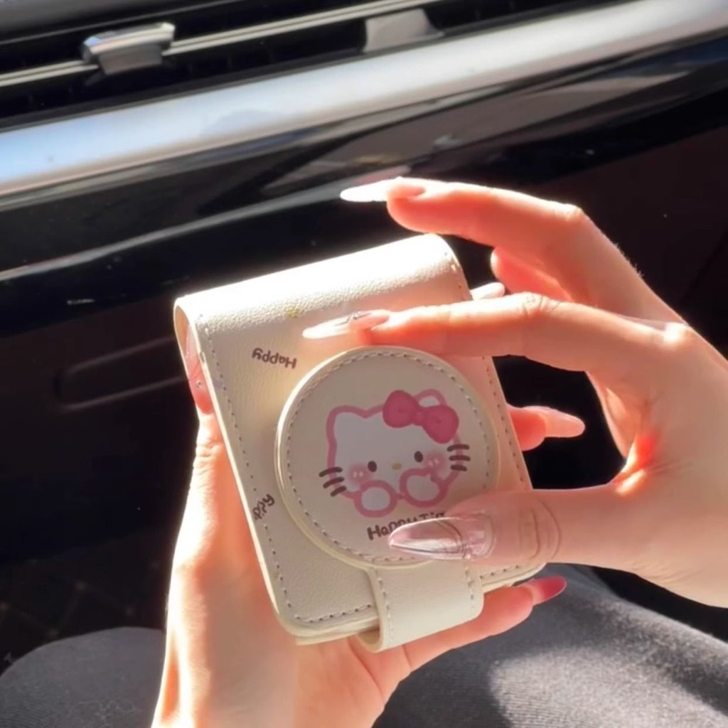 Túi son môi bằng da PU Mini hoạt hình dễ thương có gương - Ví đựng đồ trang điểm