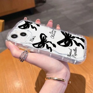 Ốp Sóng Nơ Màu Đen Lãng Mạn Cho Redmi Note 10S 11s 12s Redmi Note 11 12 13 Pro Max Vỏ Sóng 3D Vỏ Mềm