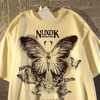 Áo thun nam tay ngắn phong cách hip-hop, in hình bướm, phù hợp mọi giới tính