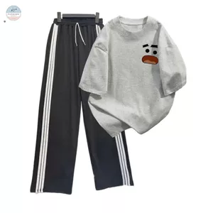 bộ nữ quần dài KẺ THỂ THAO + mix áo phông form rộng tay lỠ-quanao94