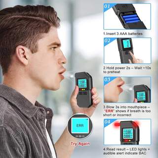 Digital Breathalyzer Alcohol Tester Portable Analyzer Detector + 20 Mouthpiece