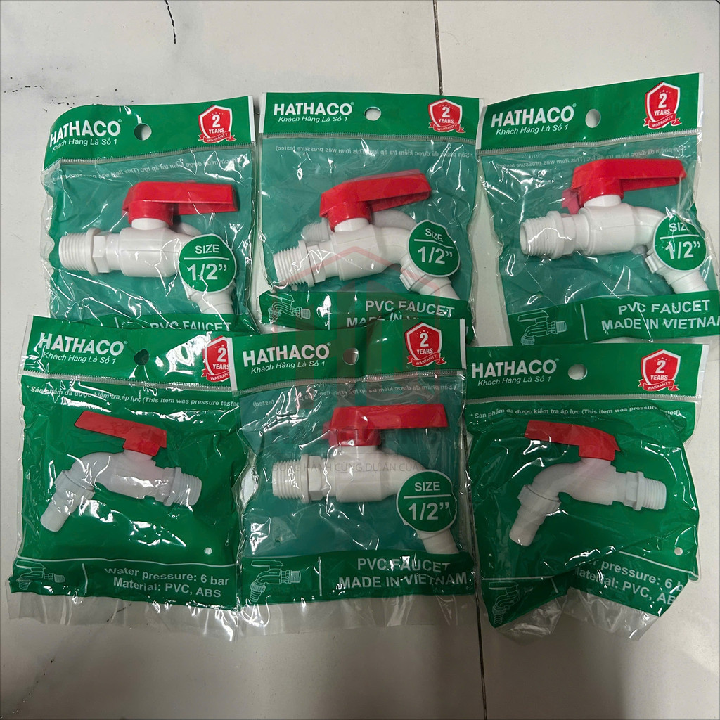 5 Vòi Nước Nhựa PVC Tay Gạt Đỏ – Ren Ngoài – Gắn Ống Mềm – Vòi Bồn Nước, Thùng Phuy, Tưới Cây