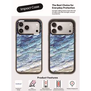 CASECASE X Deep blue ocean Case Black Edge & Brown Clear Hard Từ Hút Tác Động Cho Apple IPhone 12 13 14 15 16 17 Pro Max Air Plus