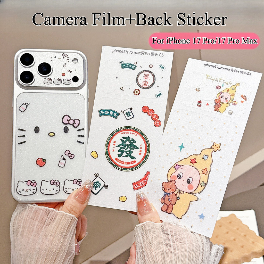In hoạt hình Phim máy ảnh trong suốt lấp lánh + Nhãn dán mặt sau cho IPhone 17 Pro / 17 Pro Max / Giấy mềm Micro Matte Bảo vệ camera / Phim mặt sau / Chống mài mòn Chống trầy xước