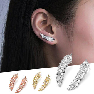 Bông tai lông vũ đính kim cương phong cách mới, phù hợp nữ giới