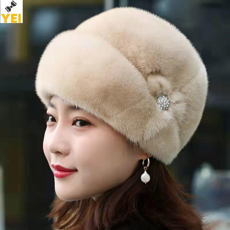 < YEI > Mũ trùm đầu mới thời trang Mũ ấm áp thời trang Mũ da Mũ mới