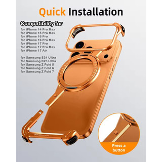 ốp lưng galaxy z fold 7 Kim Loại Cho iPhone 17 Pro Max 17Air 16 15 14 13 Ốp Điện Thoại 360°Giá đỡ vòng xoay Tấm bảo vệ chống rơi chống sốc cho Samsung Z Fold 7 / 6 / 5 S25 S24 Ultra