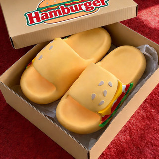 XIXITIAO Dép lê cho bé và bố mẹ mùa hè kiểu dễ thương hình hamburger, đế EVA dày nâng vòm chân