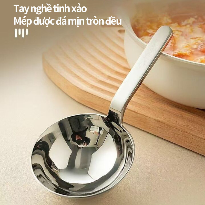 Muôi Canh Đầu Tròn Đầu To Cán Ngắn Inox Cao Cấp Vá Múc Canh Để Bàn Nhà Bếp Gia Đình Muôi Canh Inox
