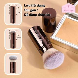 Cọ Má Hồng MAANGE Vỏ Nhôm Sang Trọng - Cọ Phủ Phấn Mini Rút Gọn Lông Siêu Mịn (Kèm Nắp)