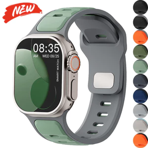 Dây đeo silicon hai màu tương thích cho Apple Watch Serise11 / 10 46mm Ultra3 / 2 / 1 49mm 9 8 7 6 SE 45mm 44mm 42mm