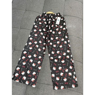 Quần Lụa 3D In Hình Kitty Dễ Thương - HoodieX- Quần Ống Rộng Mặc Nhà Cho Nữ Dưới 65kg