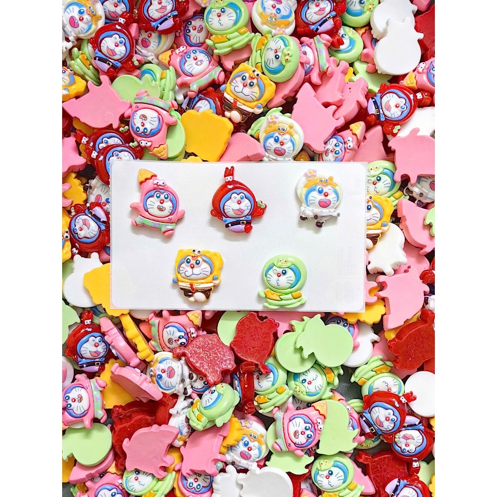 Set Charm Doraemon Hóa Trang Baby Cute – Doraemon Đội Mũ, Cosplay Màu Sắc, Charm Gắn Dép DIY Dễ Thương Hot Trend
