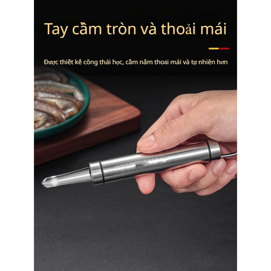 Dao Tách Chỉ Tôm Bằng Thép Không Gỉ/Dụng cụ bóc vỏ tôm/Dụng cụ nghiền nhãn/Dụng cụ tách hạt trái cây/Dụng cụ tách hạt nhanh