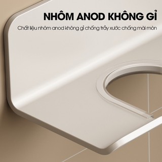 Giá Treo Máy Sấy Tóc Gắn Tường Chất Liệu Nhôm Anod Không Khoan Đục Phù Hợp Nhiều Loại Máy Sấy