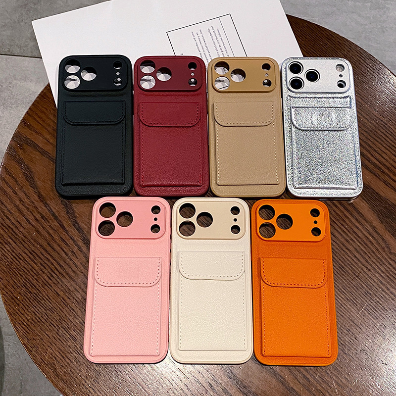 Ốp Ví Họa Tiết Da Lụa Sang Trọng Tương Thích Cho IPhone 17 11 12 13 14 15 16 Pro Max 8 7 Plus X XS Dây Đeo Chống Rơi Bảo Vệ Ống Kính Vỏ Điện Thoại