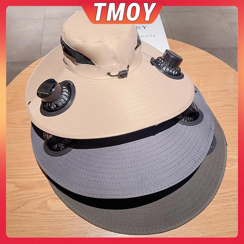 TMOY Mũ Cắm Trại Đa Chức Năng, Sạc Năng Lượng Mặt Trời và Quạt Tích Hợp, Phù Hợp Cho Các Hoạt Động Ngoài Trời