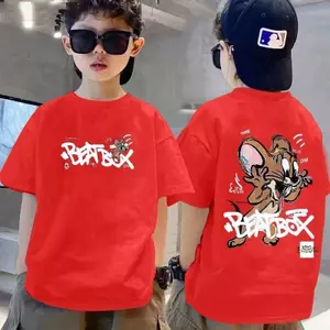 Tee chuột vui, cổ tròn, size 13/14, COD2025, Áo thun cotton, 3/4