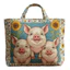 Túi Tote Quilted OLVIDO, Túi Tote Đeo Vai Dung Tích Lớn In Hoa, Túi Đeo Vai Mềm Họa Tiết Lợn