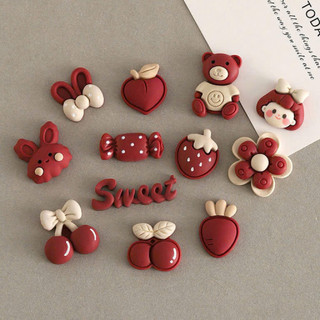 Set 12 Sticker/ Charm gắn dép đáng yêu màu đậu đỏ