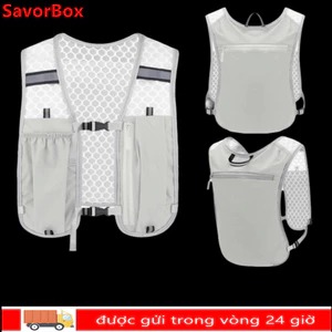Áo Vest Chạy Bộ & Xe Đạp SAVORBOX - Nylon Chống Thấm Nước, Phản Quang, Có Hộc Bình Nước và Giá Đỡ Điện Thoại