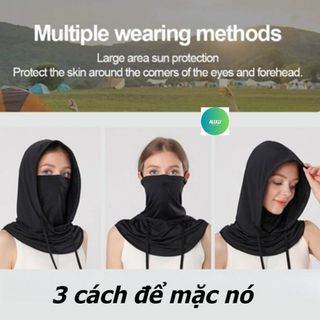 Mũ Chống Nắng Ngoài Trời Cao Cấp – Mũ Trùm Đầu Kèm Khẩu Trang, Chống Tia UV, Có Dây Rút (Loại Xịn 2 Màu)