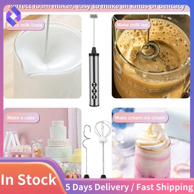 Máy trộn cầm tay Mini Máy đánh trứng bằng thép không gỉ có thể tháo rời 3 trong một Máy tạo bọt sữa cầm tay 3 tốc độ có thể điều chỉnh